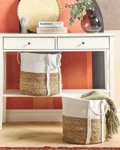 Beliani Juuttikori Luonnonvari/Valkoinen 2 Kpl Bellpat Cheap