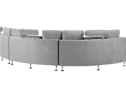 Beliani Kaareva Vaaleanharmaa 7-Istuttava Samettisohva Rotunde Online