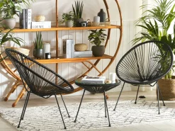 Beliani Kalustesetti Musta Poyta Ja 2 Tuolia Acapulco Ii Clearance