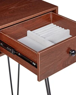 Beliani Kampauspoyta 2 Laatikkoa Led-Peili Jakkara Tumma Puu/Musta Loix Shop