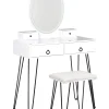 Beliani Kampauspoyta 4 Laatikkoa Led-Peili Usb-Portti Jakkara Valkoinen/Musta Soye Fashion