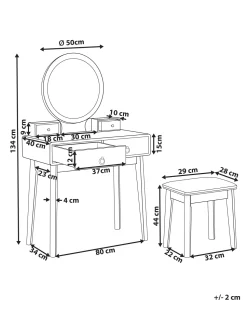 Beliani Kampauspoyta 4 Laatikkoa Led-Peili Jakkara Smaragdinvihrea/Kulta Fedry Outlet