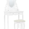 Beliani Kampauspoyta 4 Laatikkoa Peili Jakkara Valkoinen Amour Cheap
