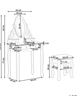 Beliani Kampauspoyta 4 Laatikkoa Peili Jakkara Valkoinen Amour Cheap