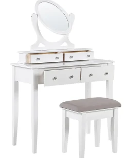 Beliani Kampauspoyta 4 Laatikkoa Peili Jakkara Valkoinen Lune Cheap