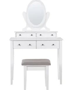 Beliani Kampauspoyta 4 Laatikkoa Peili Jakkara Valkoinen Lune Cheap