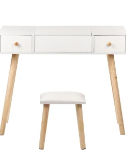 Beliani Kampauspoyta 2 Laatikkoa Peili Jakkara Valkoinen Brioude Flash Sale