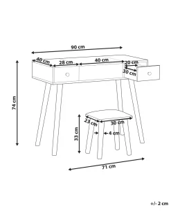 Beliani Kampauspoyta 2 Laatikkoa Peili Jakkara Valkoinen Brioude Flash Sale