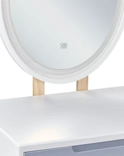 Beliani Kampauspoyta Laatikko Led-Peili Jakkara Valkoinen/Harmaa Vesoul Discount