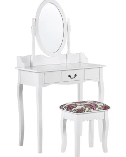 Beliani Kampauspoyta Laatikko Peili Jakkara Valkoinen Soleil Cheap