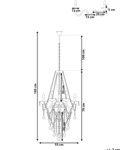 Beliani Kattokruunu 5 Polttimoa Metalli Hopea Locone Discount