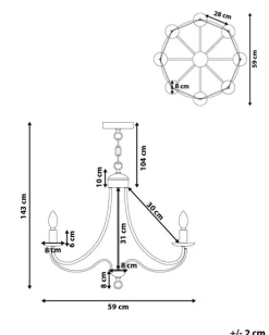 Beliani Kattokruunu 8 Polttimoa Metalli Musta Teesta Clearance