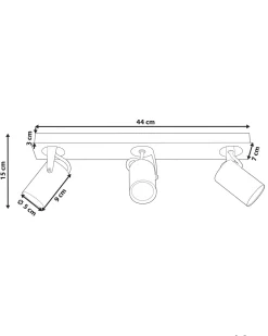 Beliani Kattovalaisin 3 Polttimoa Metalli Musta Klip Best Sale