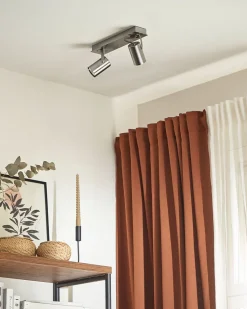 Beliani Kattovalaisin 2 Polttimoa Metalli Hopea Klip Best