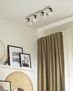 Beliani Kattovalaisin 4 Polttimoa Metalli Valkoinen Klip Sale