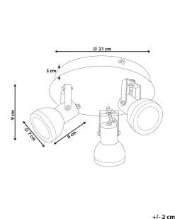 Beliani Kattovalaisin 3 Polttimoa Rauta Pyorea Musta/Kupari Baro Cheap