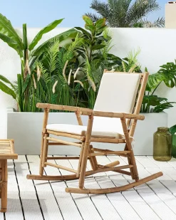 Beliani Keinutuoli Bambu Vaalea Puu/Luonnonvalkoinen Frigole Discount