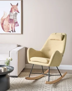 Beliani Keinutuoli Kangas Keltainen Arrie Discount