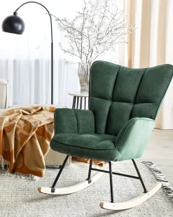 Beliani Keinutuoli Kangas Smaragdinvihrea Oulu Store