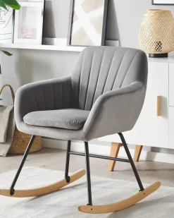 Beliani Keinutuoli Sametti Harmaa Liarum Outlet