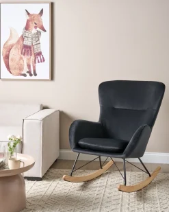 Beliani Keinutuoli Sametti Musta Ellan Clearance