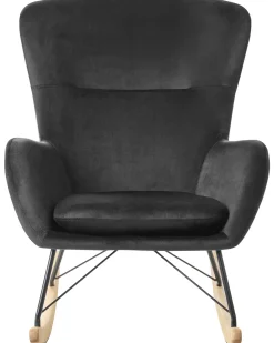 Beliani Keinutuoli Sametti Musta Ellan Clearance