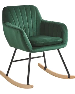 Beliani Keinutuoli Sametti Smaragdinvihrea Liarum Best Sale