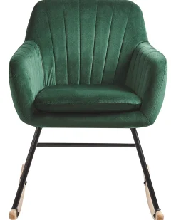 Beliani Keinutuoli Sametti Smaragdinvihrea Liarum Best Sale