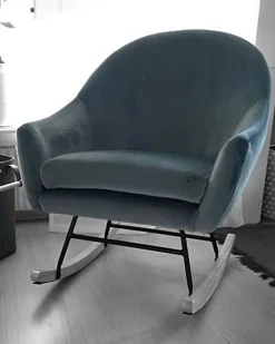 Beliani Keinutuoli Sametti Tummansininen Oxie Discount