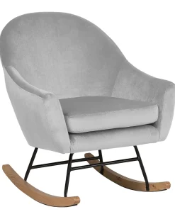 Beliani Keinutuoli Sametti Vaaleanharmaa Oxie New