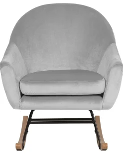 Beliani Keinutuoli Sametti Vaaleanharmaa Oxie New