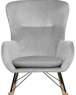 Beliani Keinutuoli Sametti Vaaleanharmaa Ellan Flash Sale