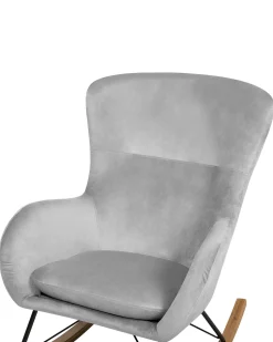 Beliani Keinutuoli Sametti Vaaleanharmaa Ellan Flash Sale