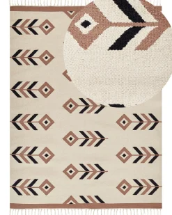Beliani Kelim-Matto Puuvilla Beige/Musta 160 X 230 Cm Niavan Cheap