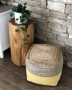 Beliani Keltainen Juuttirahi 44 X 44 Cm Kirama Discount