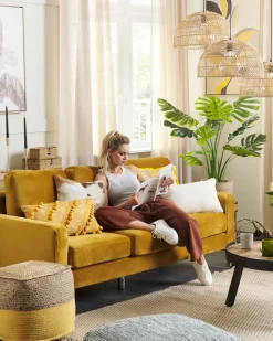 Beliani Keltainen Juuttirahi 44 X 44 Cm Kirama Discount