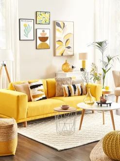 Beliani Keltainen Juuttirahi 44 X 44 Cm Kirama Discount