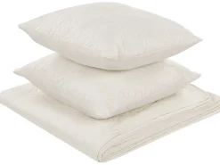 Beliani Kermanvalkoinen Kohokuvioitu Paivapeittosetti 160 X 220 Rudkhan Best