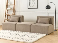 Beliani Keskimoduuli Vakosametti Ruskeanharmaa Lemvig New