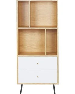 Beliani Kirjahylly 4 Hyllya 2 Laatikkoa Vaalea Puu/Valkoinen Richmond Cheap