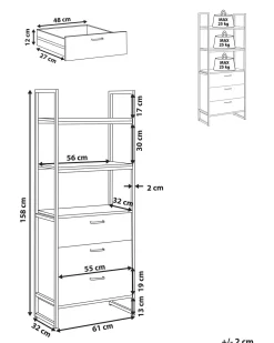 Beliani Kirjahylly 3 Hyllya 3 Laatikkoa Tumma Puu/Musta Tifton Store