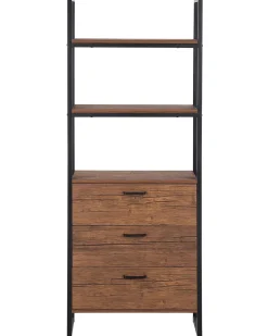 Beliani Kirjahylly 3 Hyllya 3 Laatikkoa Tumma Puu/Musta Tifton Store