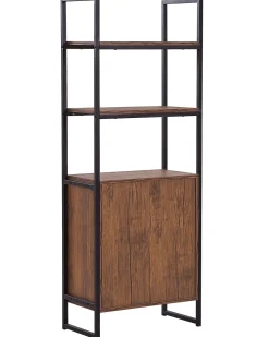 Beliani Kirjahylly 3 Hyllya 3 Laatikkoa Tumma Puu/Musta Tifton Store