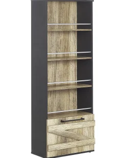 Beliani Kirjahylly 4 Hyllya Kaappi Vaalea Puu/Musta Salter Cheap