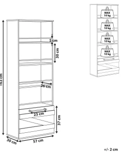 Beliani Kirjahylly 4 Hyllya Kaappi Vaalea Puu/Musta Salter Cheap
