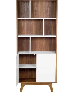 Beliani Kirjahylly 3 Hyllya Kaappi Tumma Puu/Valkoinen Columbus Store