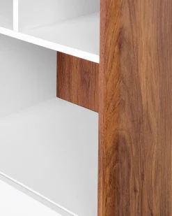 Beliani Kirjahylly 3 Hyllya Kaappi Tumma Puu/Valkoinen Columbus Store