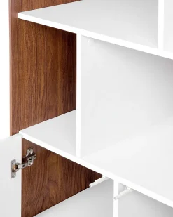 Beliani Kirjahylly 3 Hyllya Kaappi Tumma Puu/Valkoinen Columbus Store