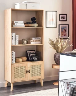 Beliani Kirjahylly 3 Hyllya Kaappi Vaalea Puu Parton Discount