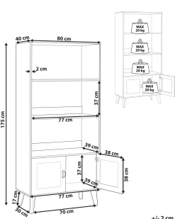 Beliani Kirjahylly 3 Hyllya Kaappi Vaalea Puu Parton Discount